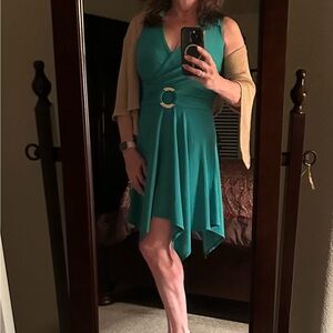 VENUS Elegant Teal Sleeveless Dress